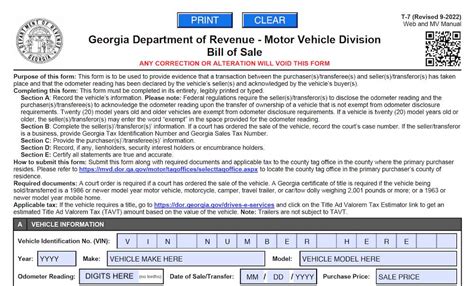 ga department of revenue motor vehicle forms